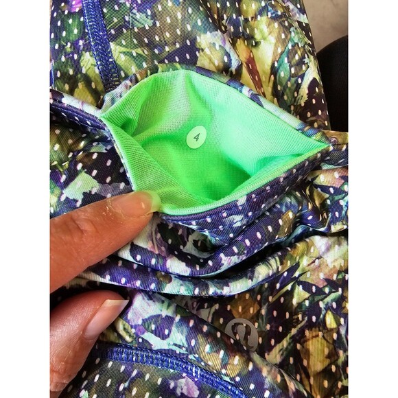 Lululemon Wunder Under Pant Floral Sport Backdrop Iris Flower Size 4 Leggings - Picture 8 of 8